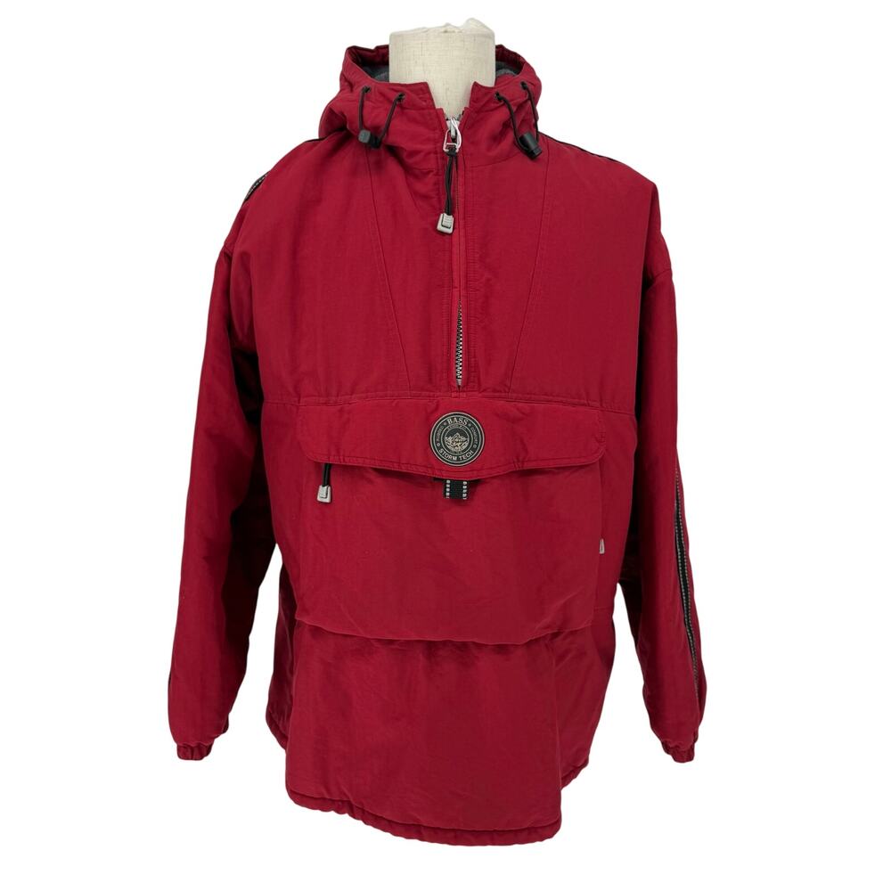Vintage 1990s GH Bass & Co Red Pullover Quarter Zip Puffer Utility Jacket Mens M